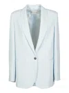 Forte Forte Regular-fit Satin Blazer With Notched Lapels In Blue