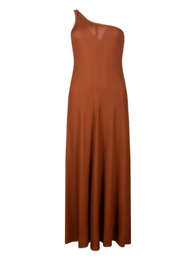 Forte Forte One-shoulder Maxi Dress In Brown