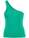 Forte Forte One-shoulder Ribbed-knit Tank Top In Green