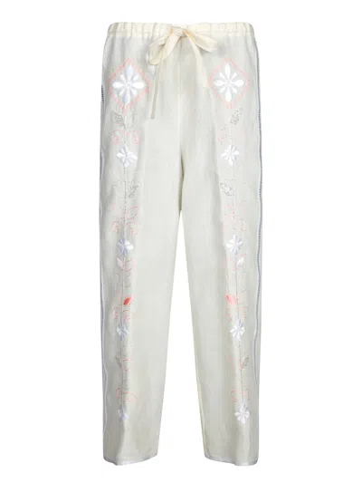 Forte Forte Oniric Blossom White Linen Trousers
