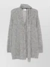 Forte Forte Open Front Cardigan Attached Scarf In Gray