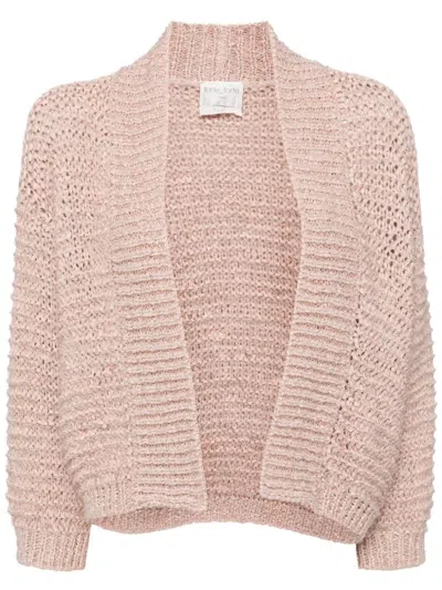 Forte Forte Open-knit Shawl Collar Cardigan In Powder