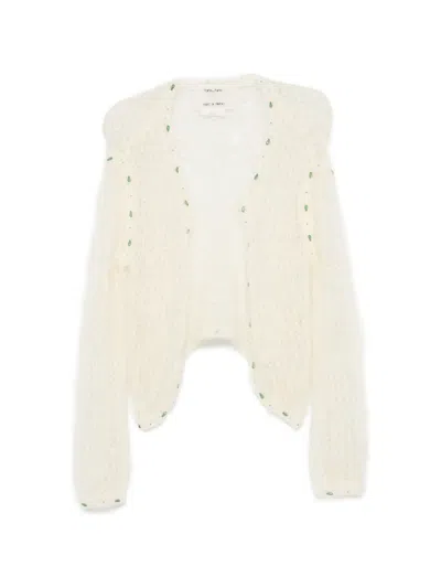 Forte Forte Open-knit Bead-embellished Cardigan In Neutral
