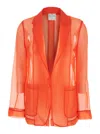 Forte Forte Orange Jacket With Classic Lapels And Patch Pockets On The Front In Semi-transparent Silk Woman