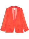 Forte Forte Orange Jacket With Classic Lapels And Patch Pockets On The Front In Semi-transparent Silk Woman In Orange