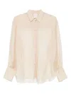 Forte Forte Sheer Long Sleeve Buttoned Cuff Shirt In Neutral