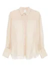 Forte Forte Sheer Long Sleeve Buttoned Cuff Shirt In Neutral