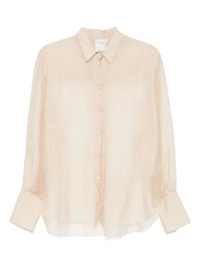 Forte Forte Sheer Long Sleeve Buttoned Cuff Shirt In Neutral