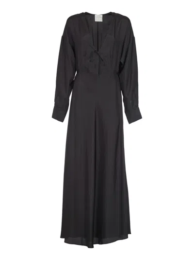 Forte Forte Oversized V-neck Dress In Black