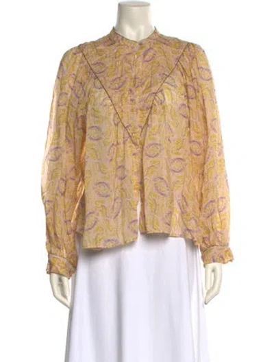 Pre-owned Forte Forte Paisley Print Mock Neck Blouse In Multi