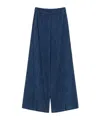 Forte Forte Wide Leg Trousers With Elastic Waist And Pleats In Blue