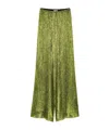 Forte Forte Palazzo Trousers In Froissé Lamé In Green