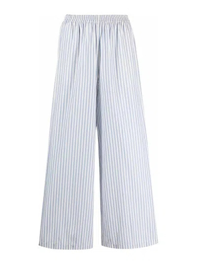 Forte Forte Wide-leg Striped Trousers In Light Blue