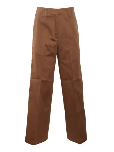 Forte Forte Pantalone Stright Leg Cover Cotone Pesante In Brown
