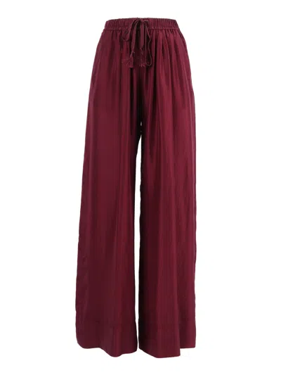 Forte Forte Pantalone Coulisse Habotai Seta In Burgundy