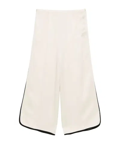 Forte Forte Pantalone Cropped Shiny Envers Satin In Neutral