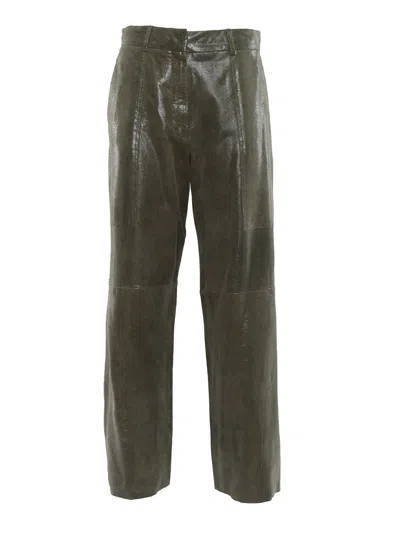 Forte Forte Pantalone Cargo Suede Stampa Lucertola In Green