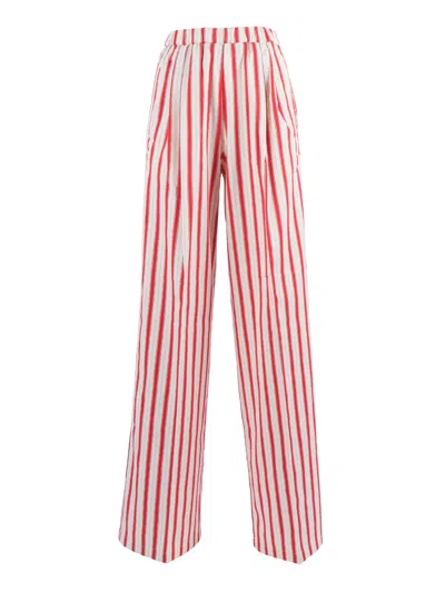 Forte Forte Pantalone Straight Riga Contemporary Cotton In Red