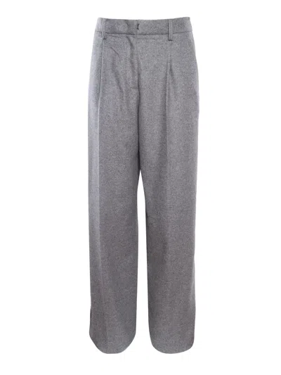 Forte Forte Pantalone Vita Alta Panno Lana In Gray