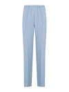Forte Forte Relaxed-fit Blue Trousers With Straight Leg Design And Subtle Sheen In Blue