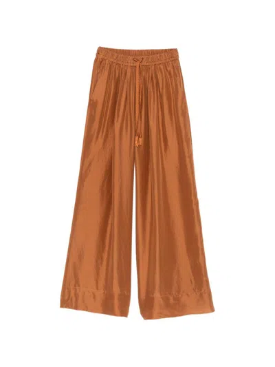 Forte Forte Pantaloni In Seta Con Coulisse Bronzo  In Brown