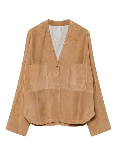 Forte Forte Patch-pocket Suede Jacket In Gray