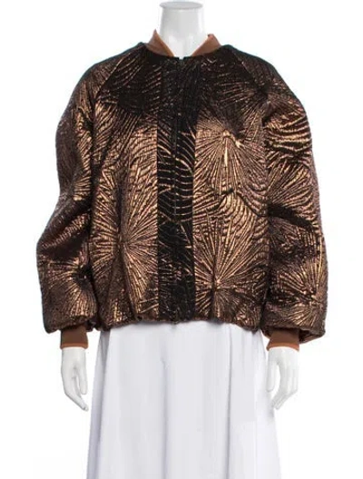 Pre-owned Forte Forte Patterned Bomber Jacket W/ Tags In Brown