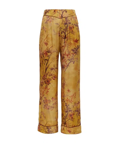Forte Forte Botanical-motif Wide-leg Trousers In Brown
