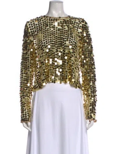 Pre-owned Forte Forte Patterned Crew Neck Top In Gold