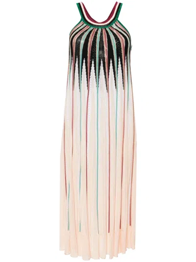 Forte Forte Patterned Intarsia-knit Midi Dress In Neutrals