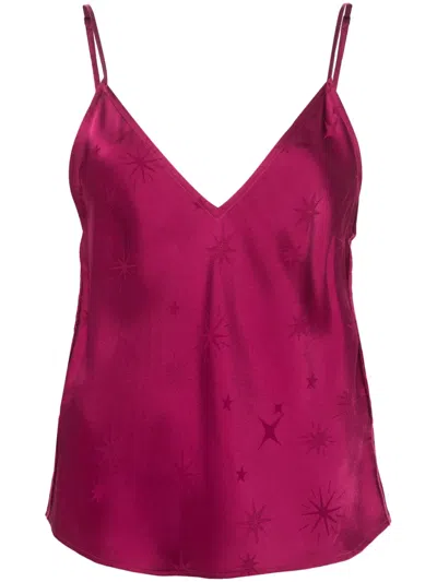 Forte Forte Patterned-jacquard Satin Top In Purple