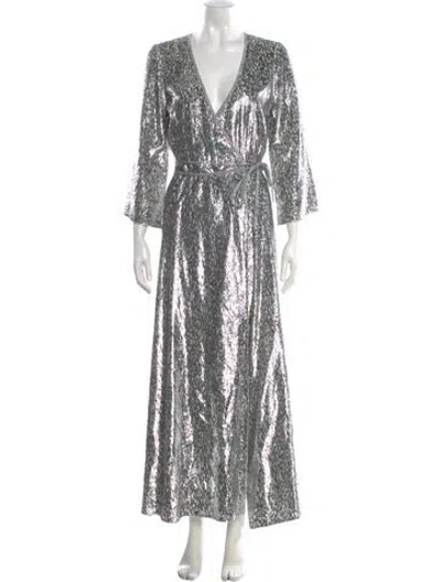 Pre-owned Forte Forte Patterned Long Dress In Silver