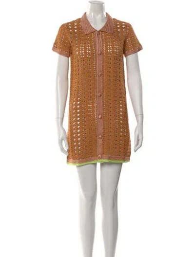 Pre-owned Forte Forte Patterned Mini Dress W/ Tags In Brown