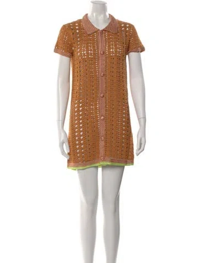 Pre-owned Forte Forte Patterned Mini Dress W/ Tags In Brown