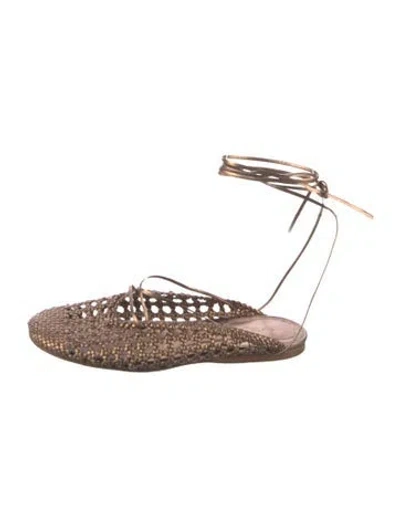 Pre-owned Forte Forte Patterned Mules In Brown