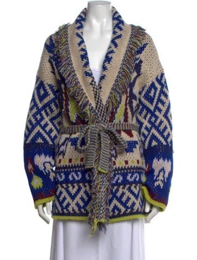 Pre-owned Forte Forte Patterned Open Front Sweater In Blue