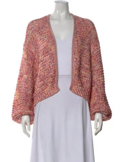 Pre-owned Forte Forte Patterned Open Front Sweater In Pink