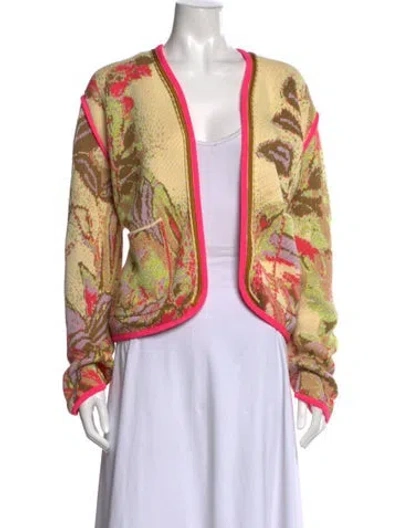 Pre-owned Forte Forte Patterned Open Front Sweater In Yellow