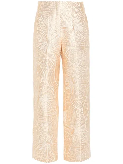 Forte Forte Patterned Straight-leg Trousers In Neutrals