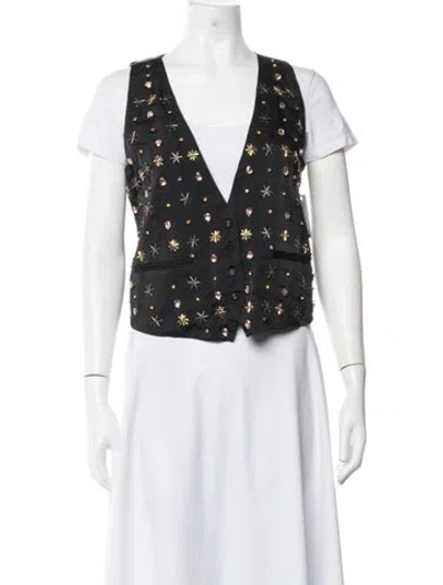 Pre-owned Forte Forte Patterned Vest In Black