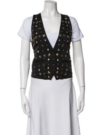 Pre-owned Forte Forte Patterned Vest W/ Tags In Black