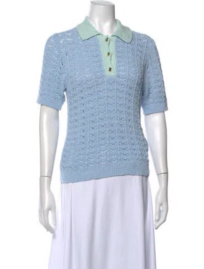 Pre-owned Forte Forte Patterned V-neck Sweater W/ Tags In Blue