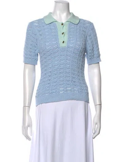 Pre-owned Forte Forte Patterned V-neck Sweater W/ Tags In Blue