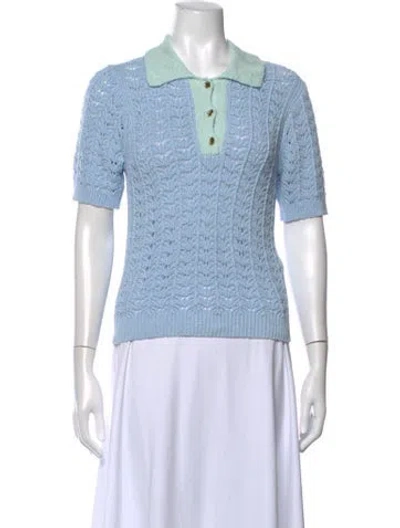 Pre-owned Forte Forte Patterned V-neck Sweater W/ Tags In Blue