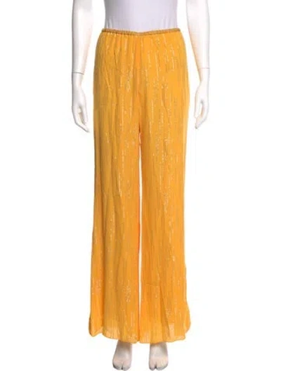 Pre-owned Forte Forte Patterned Wide Leg Pants W/ Tags In Yellow