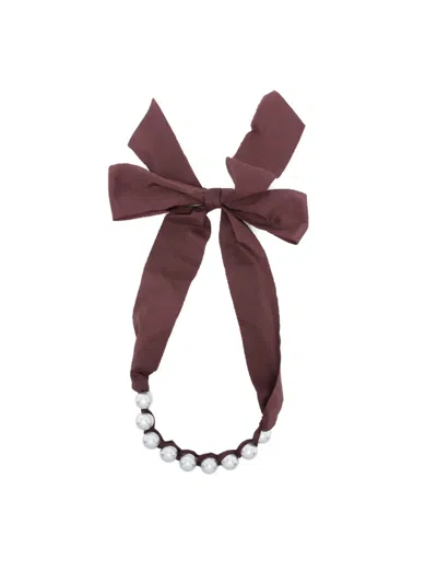 Forte Forte Pearl Bow Necklace In Blue