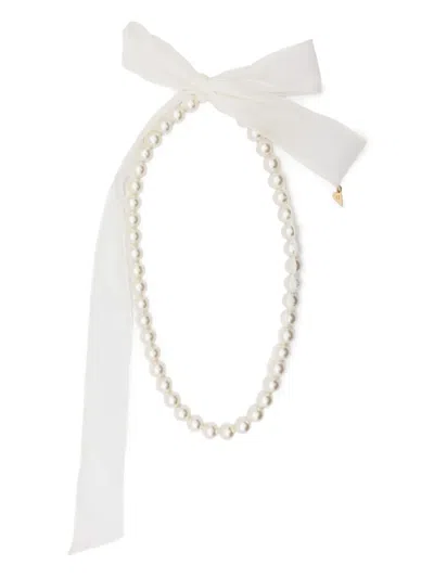Forte Forte Pearl Ribbon Necklace In White