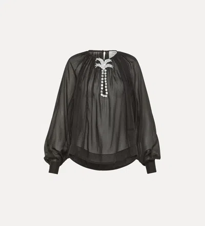 Forte Forte Pearl Suiteembroidery Co/se Voile B In Black
