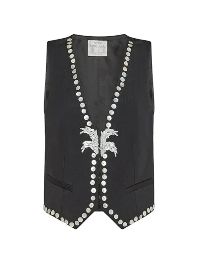 Forte Forte Pearl-embroidered Crystal-embellished Waistcoat In Black