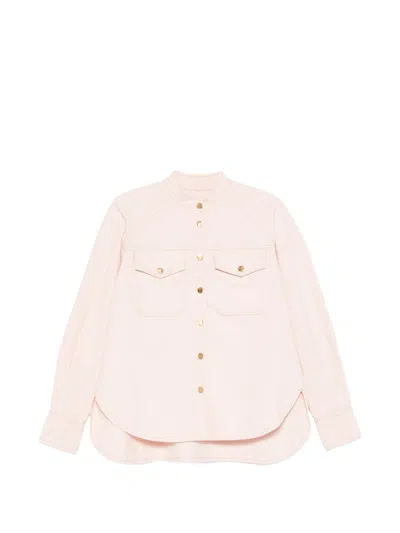 Forte Forte Peonia Cavalry Denim Mandarin Shirt In Pink